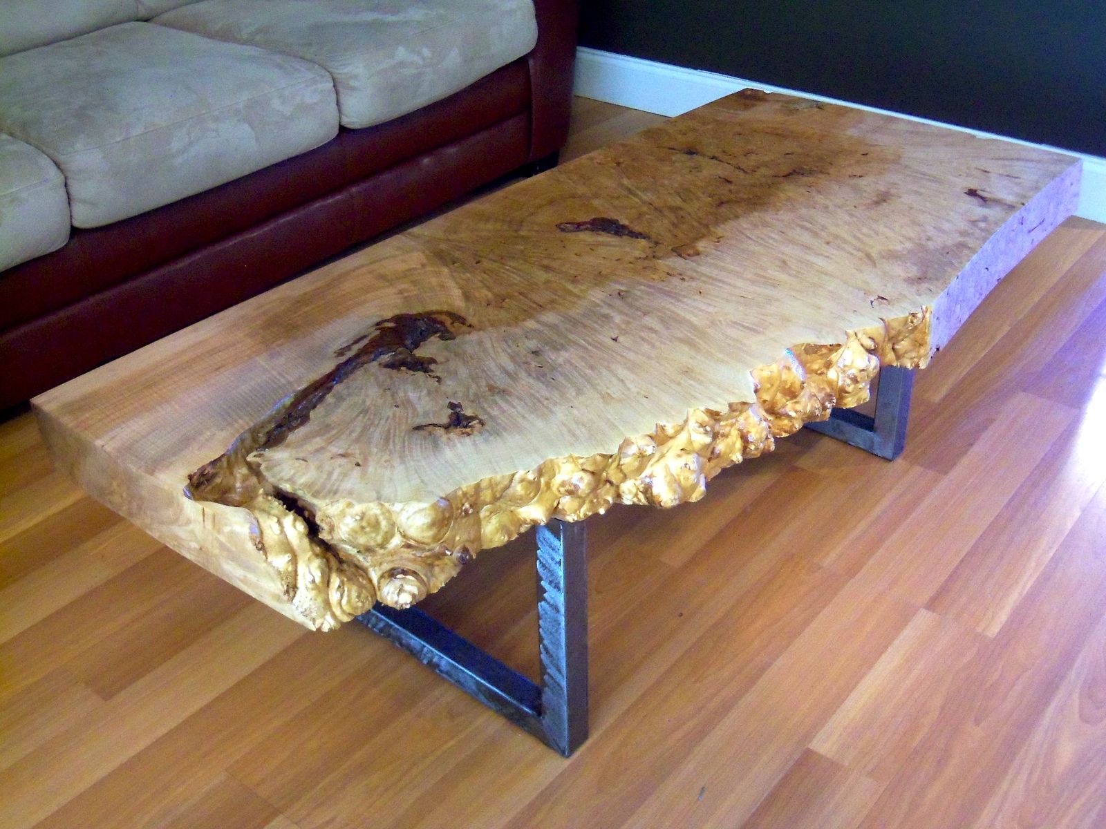 Handmade Live Edge Maple Burl Coffee Table With Square ...