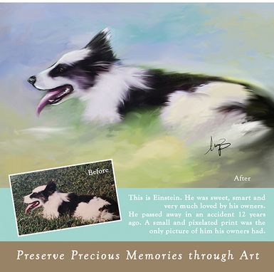 Custom Made Custom Pet Portrait On Fine Art Paper With White Matt Included