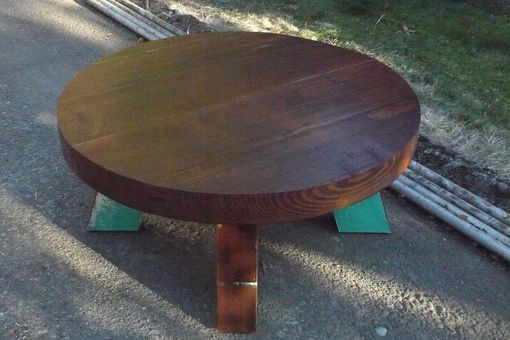 Custom Made Round Green-Legged Coffee Table