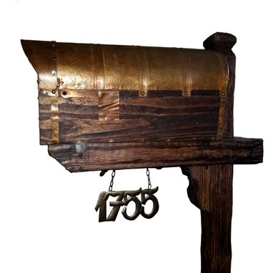 Custom Made Unique Rustic Mailbox With The Copper Roof And American Flag