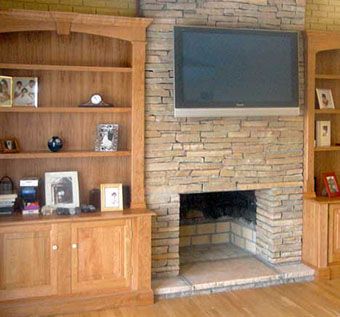 Custom Made Built-In Cabinets Around Fireplace