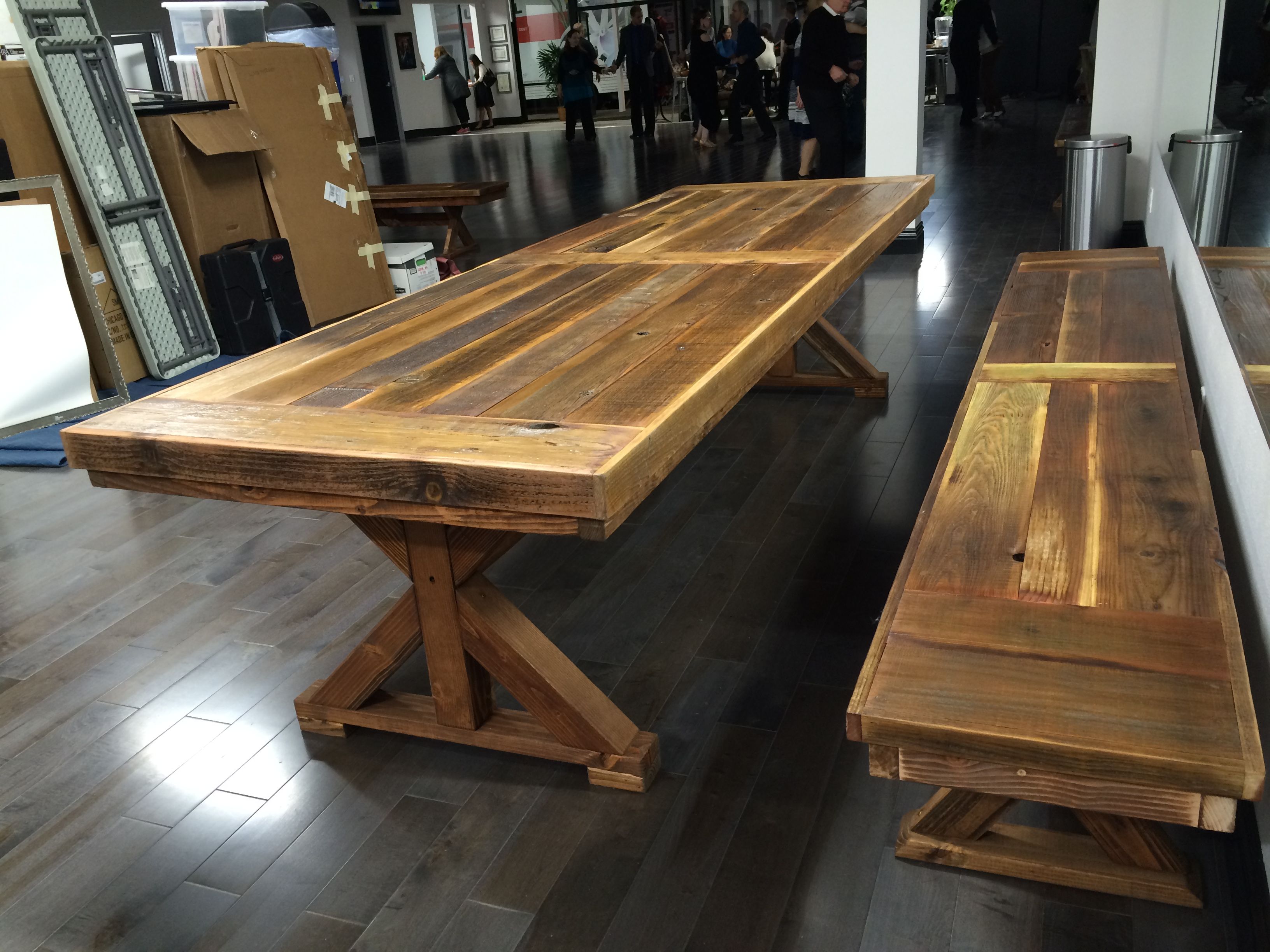 kitchen table made of reclaimed wood