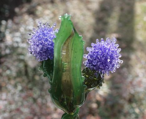 Custom Made Twisted Thistle Purple Glass Long Stem Flowers, Outlander Gift