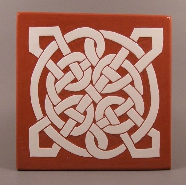 Hand Crafted Celtic St. James Knot Tile Trivet by Redearthworks