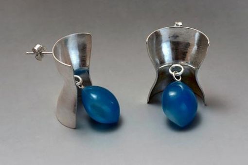 Custom Made Silver And Acrylic Half Shell Earrings