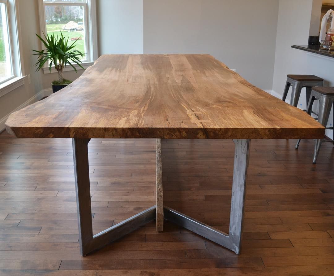 Hand Crafted Live Edge Maple Dining Table by Virginia Build Works