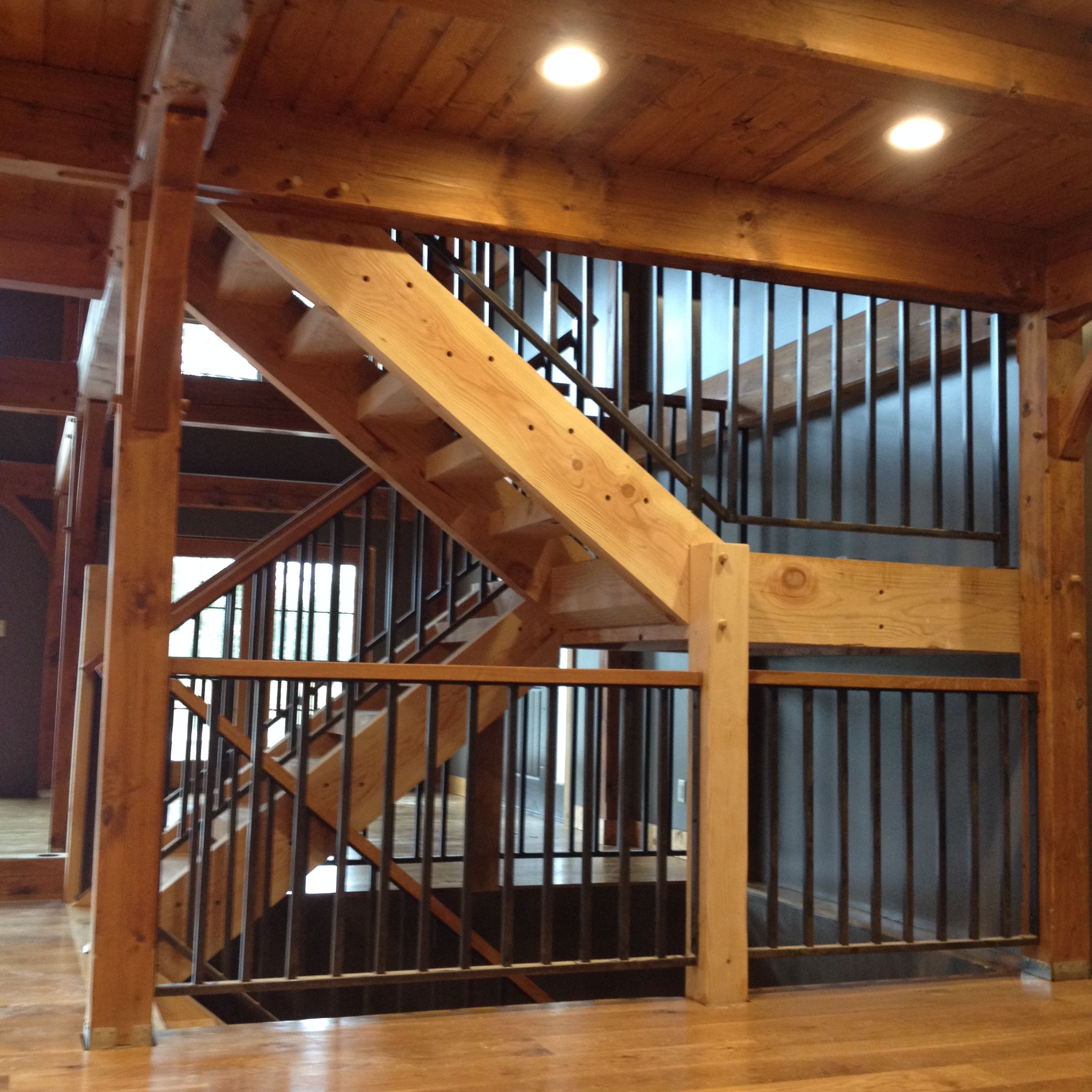 Hand Crafted Vertical Bar Railing With Oak Top Rails by Wacoavenue