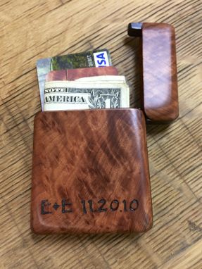 Custom Made Redwood Burl Wood Wallet, Business Card Holder
