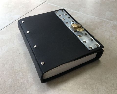 Custom Made Black Industrial Goth Lockable Steampunk Leather Journal