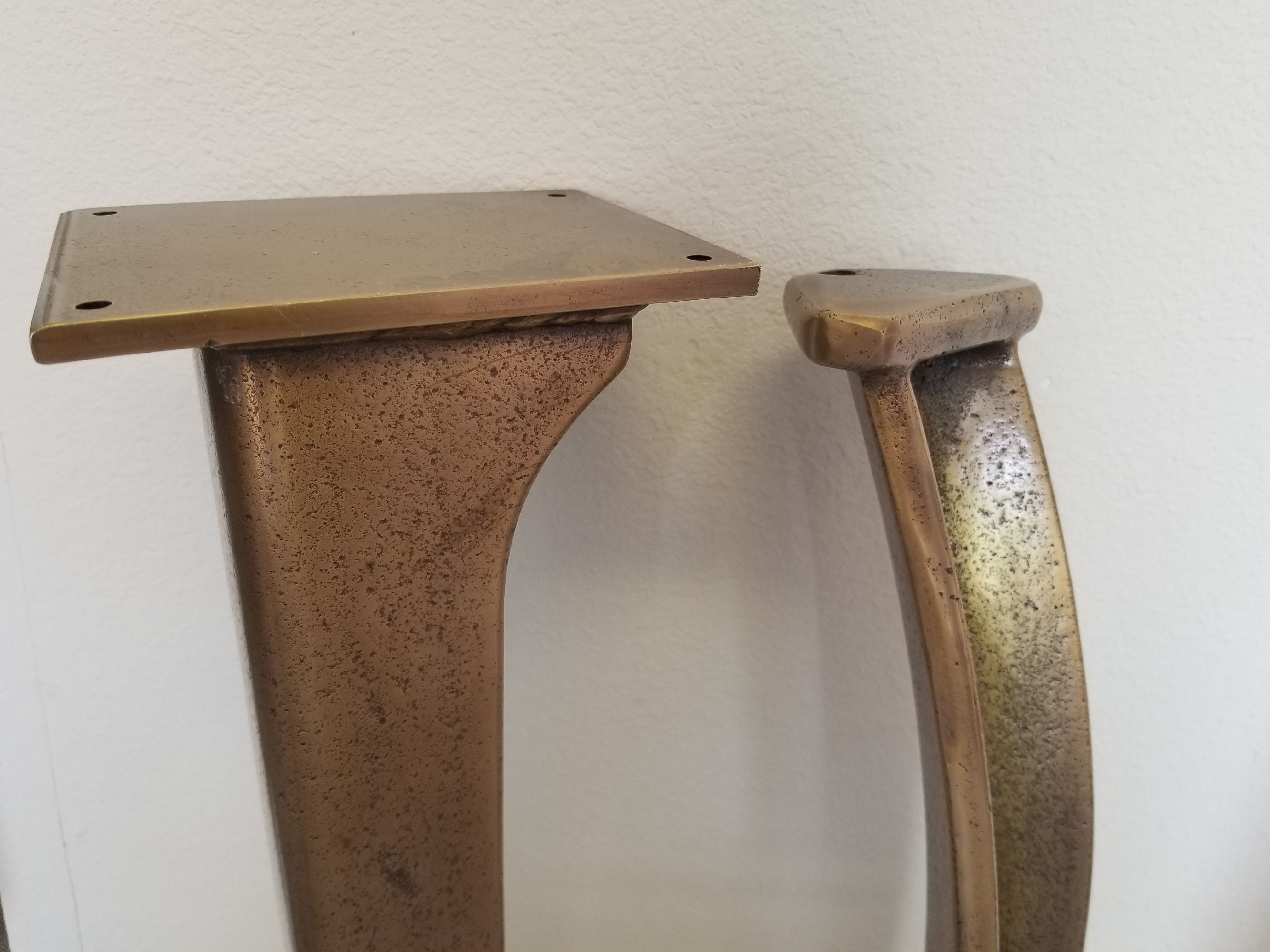 Buy a Custom Industrial Brass Plated Cast Iron Table Legs Set Of 4