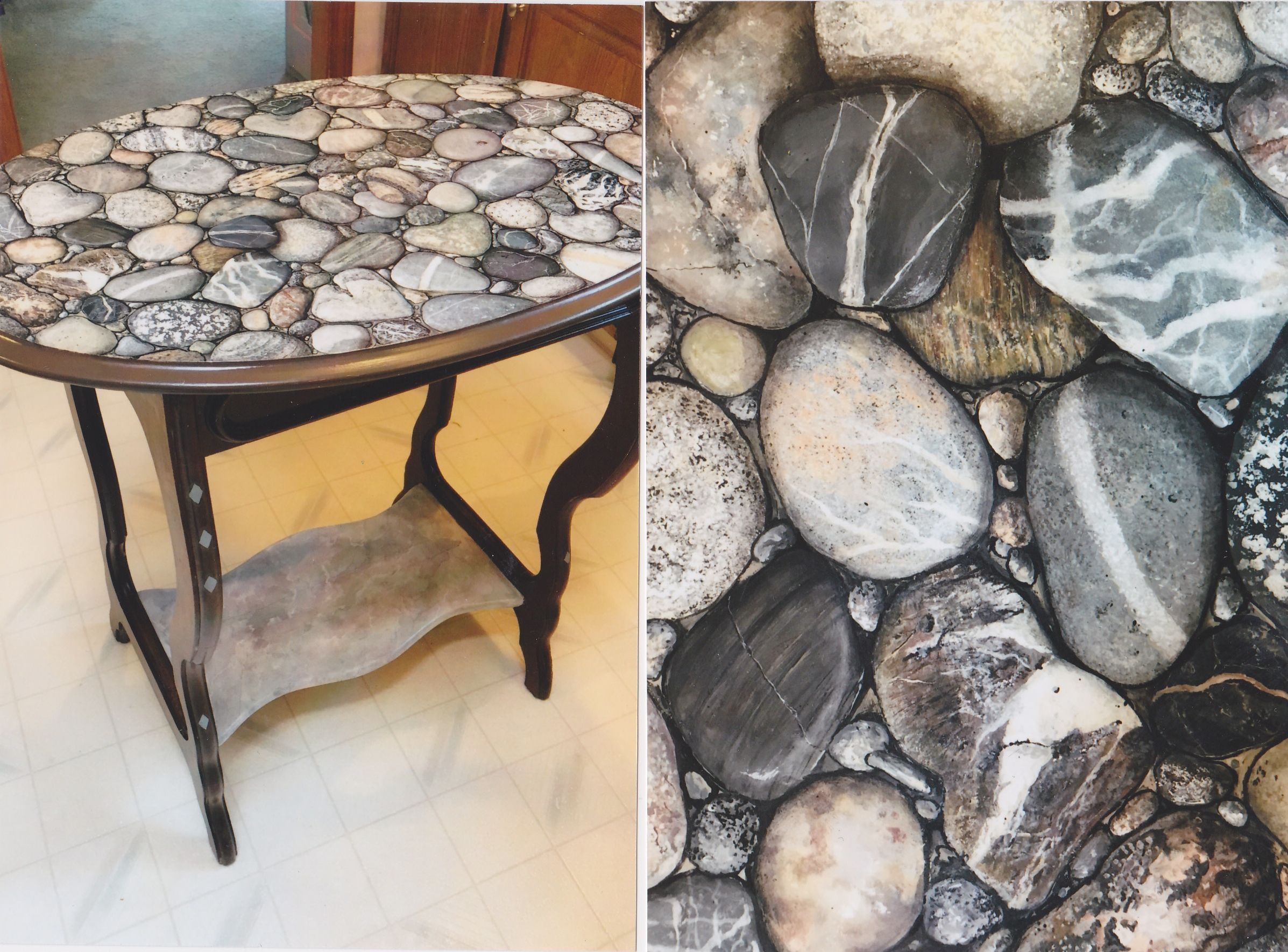 Buy Handmade Available Tables Painted With Trompe L'Oeil Stones And
