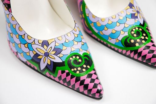 Custom Made Hand Painted Shoes- Multicolour Lady Painted Heels