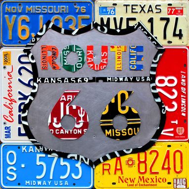 Custom Made Route 66 License Plate Art Wall Decor