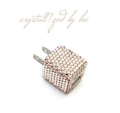 Custom Made Crystallized Apple Wall Charger Outlet To Usb Genuine European Crystals - Any Color!