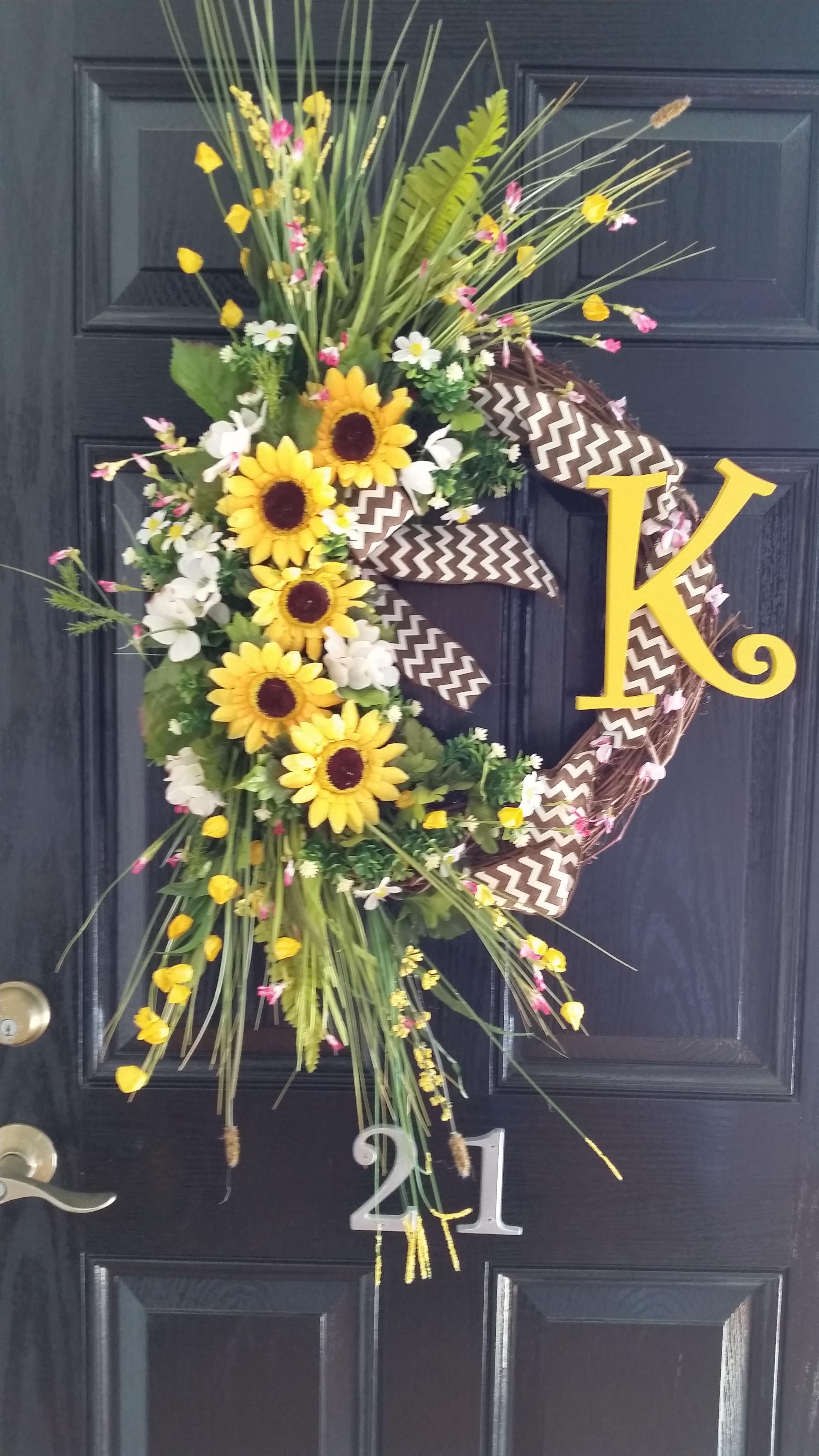 Buy Hand Made Grapevine Floral Wreaths With Initials, made to order