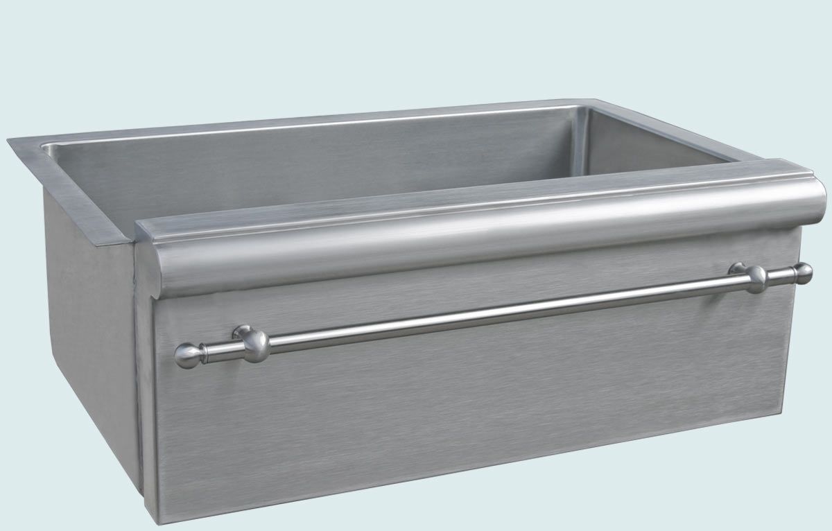 Handmade Stainless Sink With Bullnose Apron Towel Bar By