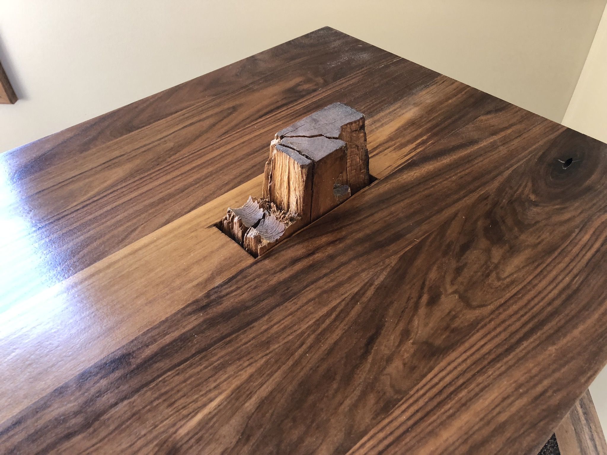 Hand Made Rustic Barn Beam And Walnut End Table by er Wood Designs