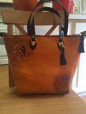 Custom Made Leather Zipper Tote Handbag