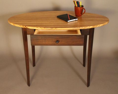 Custom Made Elliptical Desk With Chair In Zebrano & Black Walnut