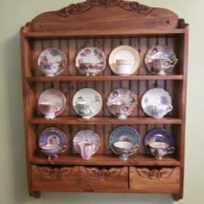 Handmade Tea Cup Shelf 6 Cup Sunset Model By Eugenie Woodcraft