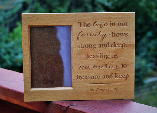 Custom Made Personal Message Beech Wood Picture Frame With Carved Lettering