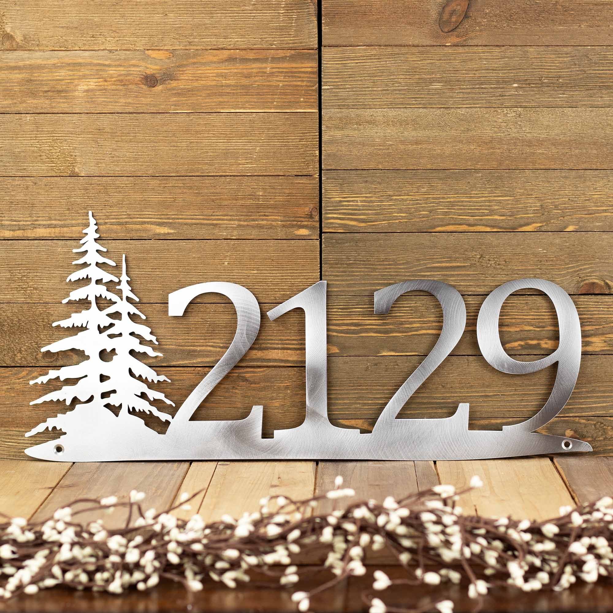 Buy Handmade Rustic Metal House Number, Metal Sign, Custom Sign, Pine Tree, House Numbers, Metal