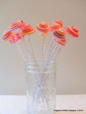 Custom Made Assorted Colored Buttons Bouquet Stems