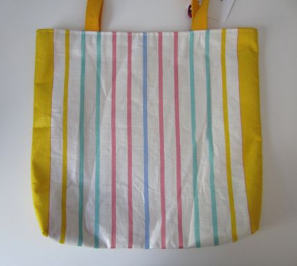 Custom Made Upcycled Tote Bag Made From A Vintage Striped Kitchen Towel