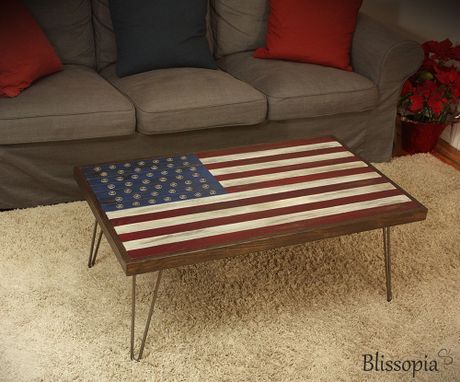 Custom Made American Flag Coffee Table