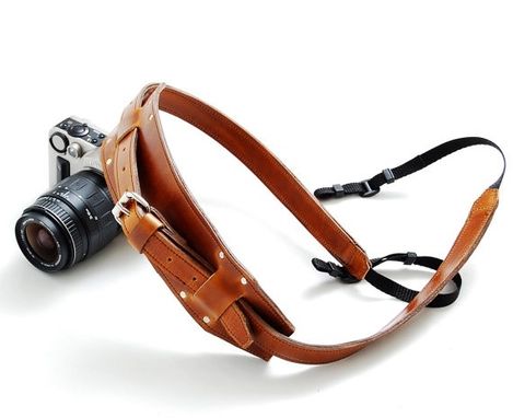 Custom Made Camera Strap - New Rugged Dslr Camera Strap -  All Leather Camera Strap For Dslr Camera - Tan
