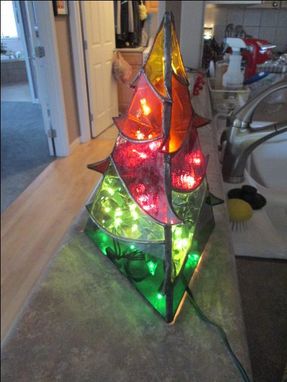 Custom Made Decorative Autumn Colored Stained Glass Tree