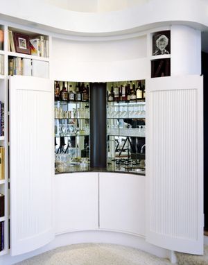 Custom Made Modern Bookcases And Wet Bar