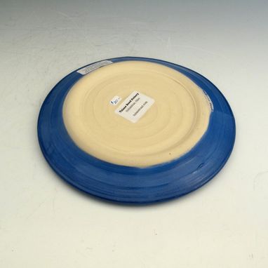 Custom Made Small Pottery Plate With Dog In Blue