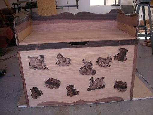 engraved wooden toy chest