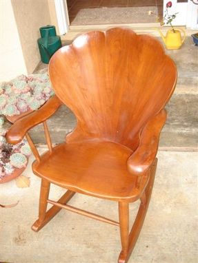 Custom Made Carved Shell Back Rocking Chair