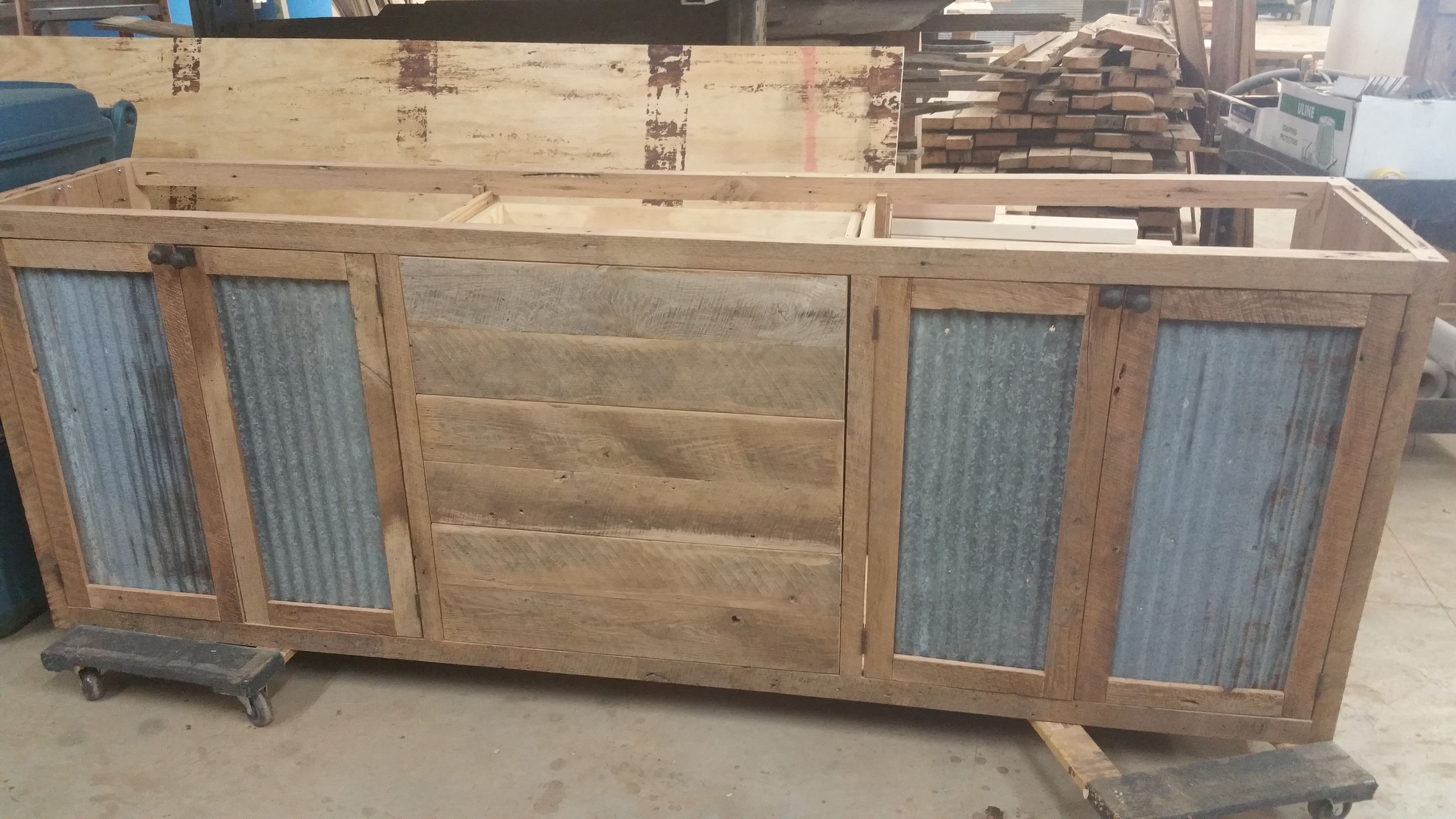 Buy Hand Crafted Custom Made Double Vanity With 3 Center Drawers, made