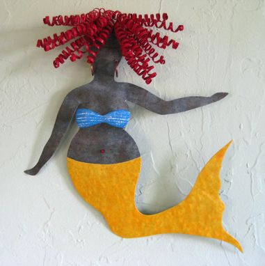 Custom Made Handmade Upcycled Metal Curvy Mermaid Wall Art Sculpture