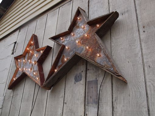 Custom Made Star Light Fixture 36 Inch Metal Sign Barn Wood