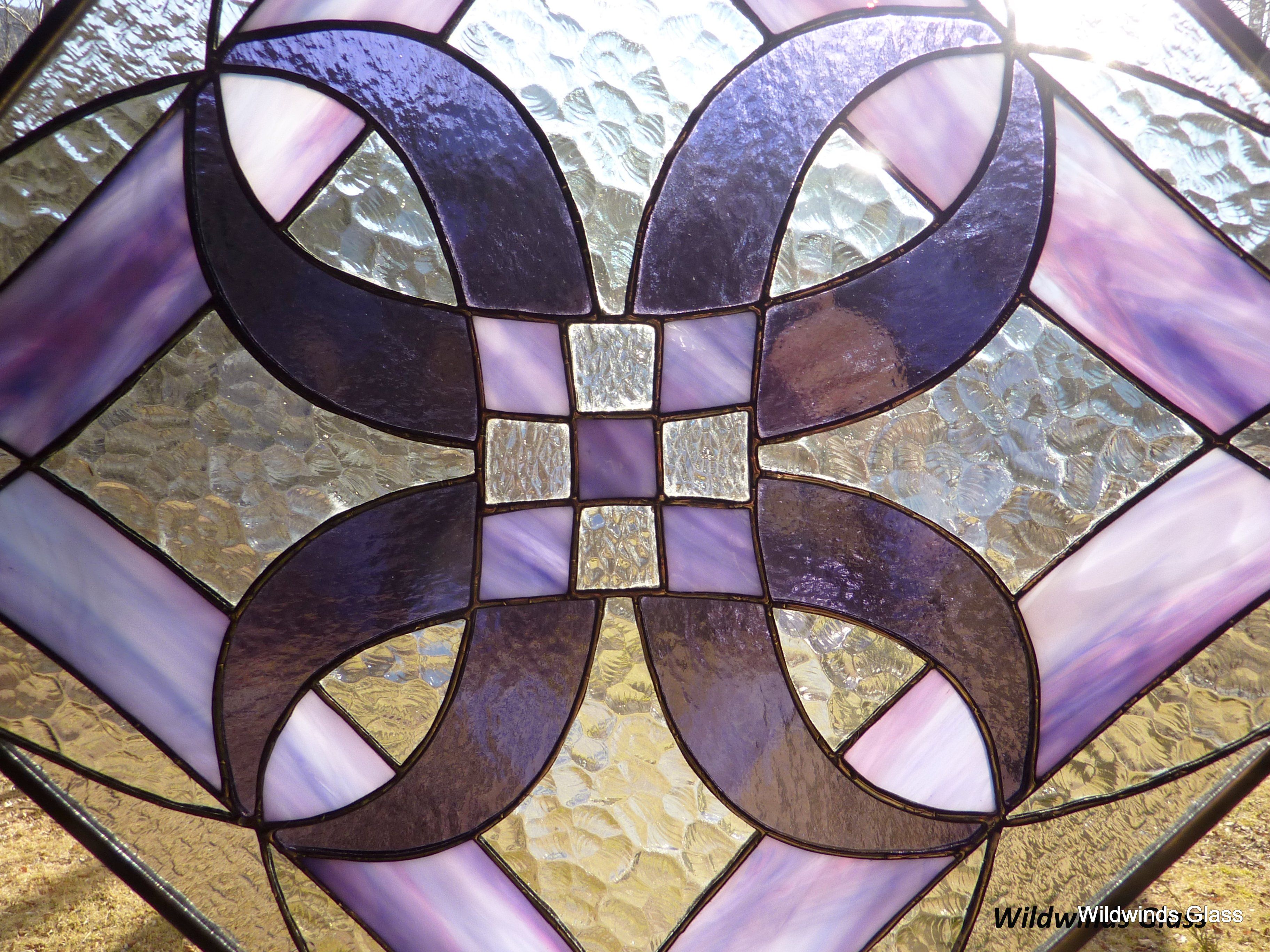 Buy Hand Made Abstract Diamonds In Stained Glass, made to order from