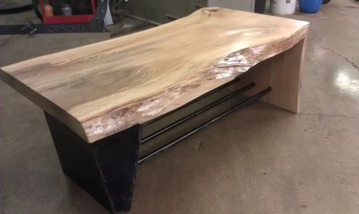 Custom Made Steel And Wood Waterfall Coffee Table...
