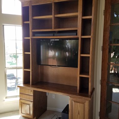 Custom Made Red Oak Media/Office Desk Combo