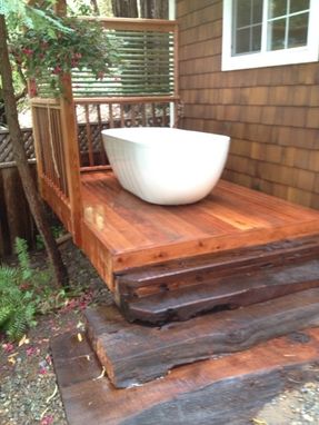 Custom Made Redwood Deck With Outdoor Soaking Tub