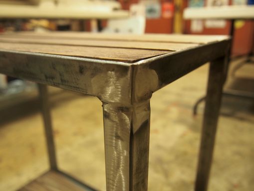 Custom Made Industrial Side Table - Oak Pallet Top