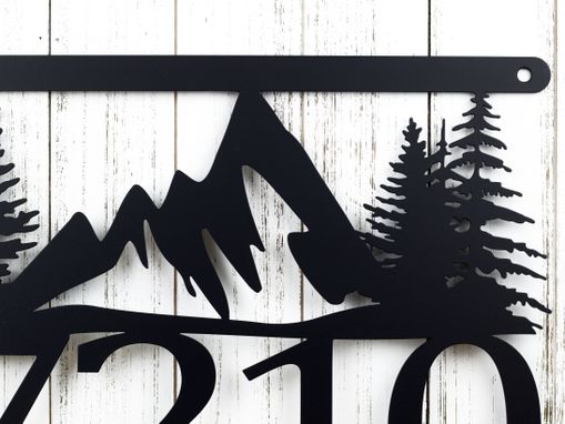 Custom Made Metal House Number Sign, Mountains, Hanging