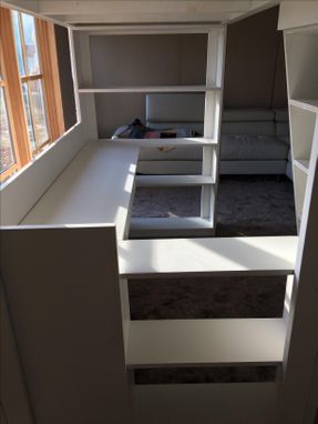 Custom Made Kids Loaded Loft Bed With Desk, Bookcases, Drawer & Corkboard