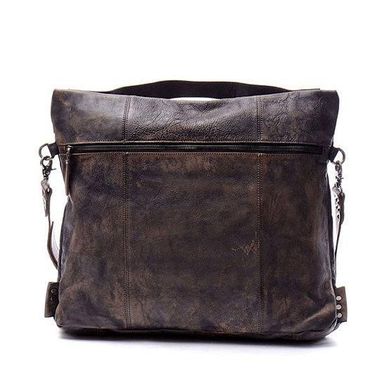 Custom Made Black Leather Messenger Bag