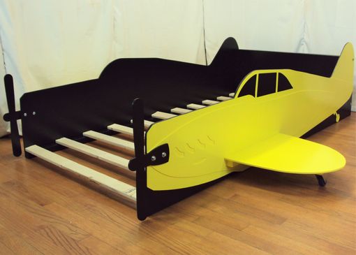 Custom Made Aircraft Twin Kids Bed Frame - Handcrafted - Propeller Airplane Themed Children's Bedroom Furniture