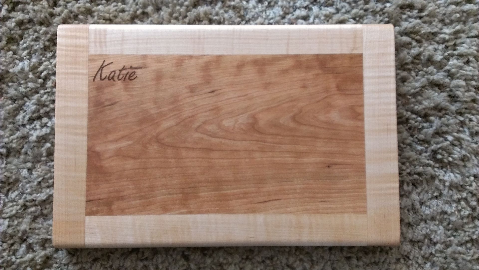 Hand Crafted Maple And Cherry Cutting Board Personalized Engraving Monogram By Bbg Woodworks 