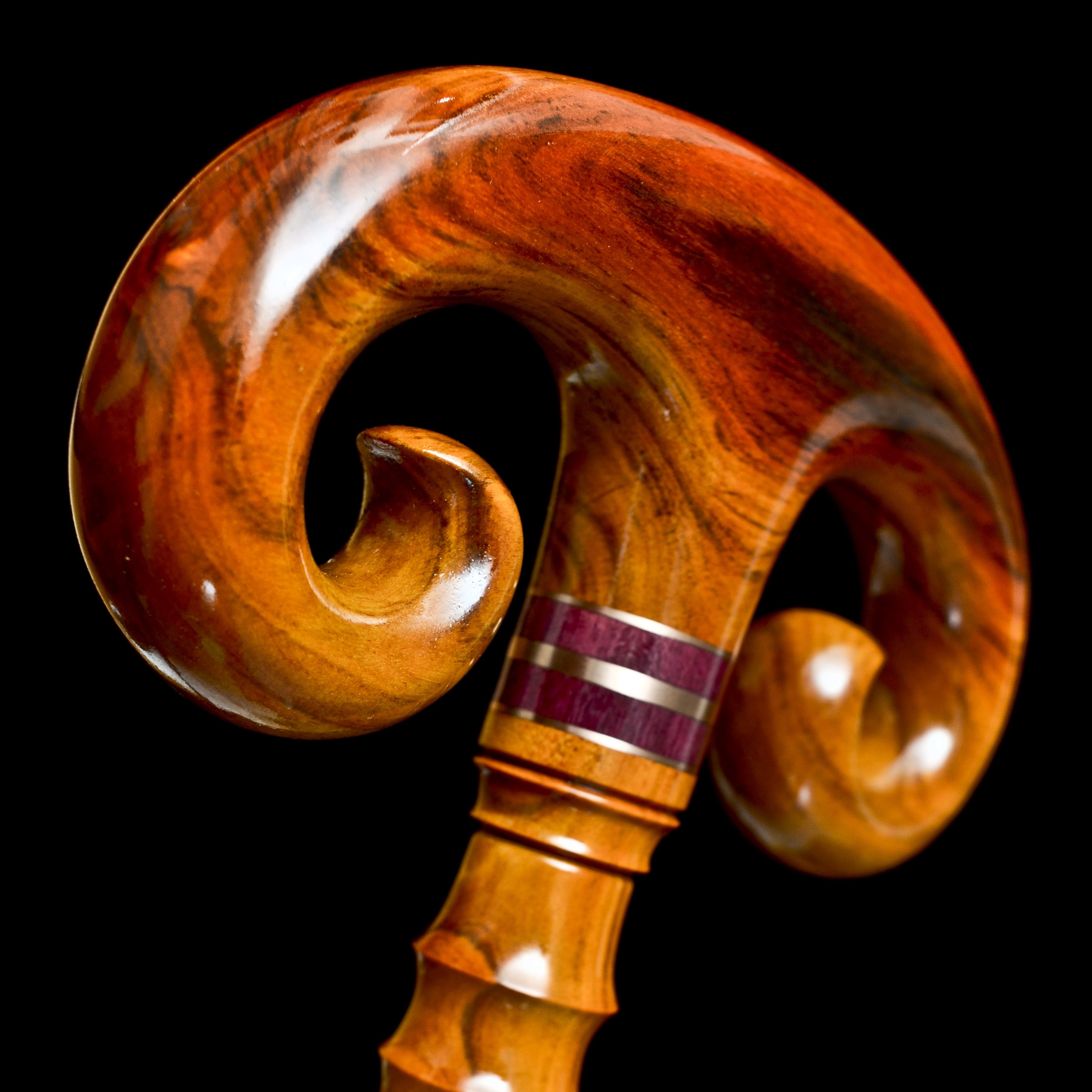 Handmade Travel Walking Cane In Brazilian Pernambuco Wood, Exhibition