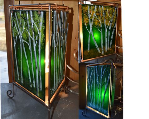 Custom Made Three Seasons Fused Glass Table Lamp